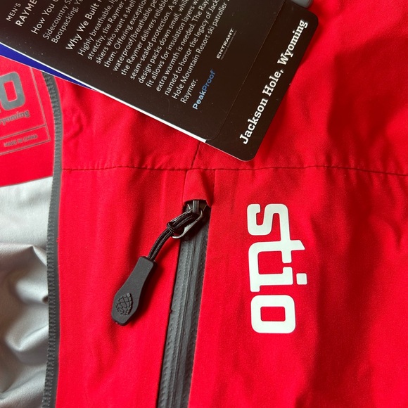 Stio Men's 100% Nylon Rain Jacket Red Waterproof Pockets Soft Shell Full Zip XL - Picture 8 of 14